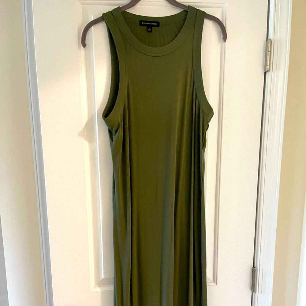 Olive cotton rubbed maxi dress.  Never worn.